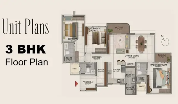 Featured Image of Prestige Rajendra Nagar 3 BHK Floor Plan